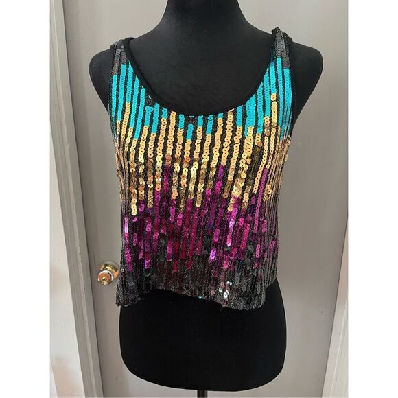 Charlotte Russe Multi-Colored Sequin  Crop Top size Small - Picture 1 of 10